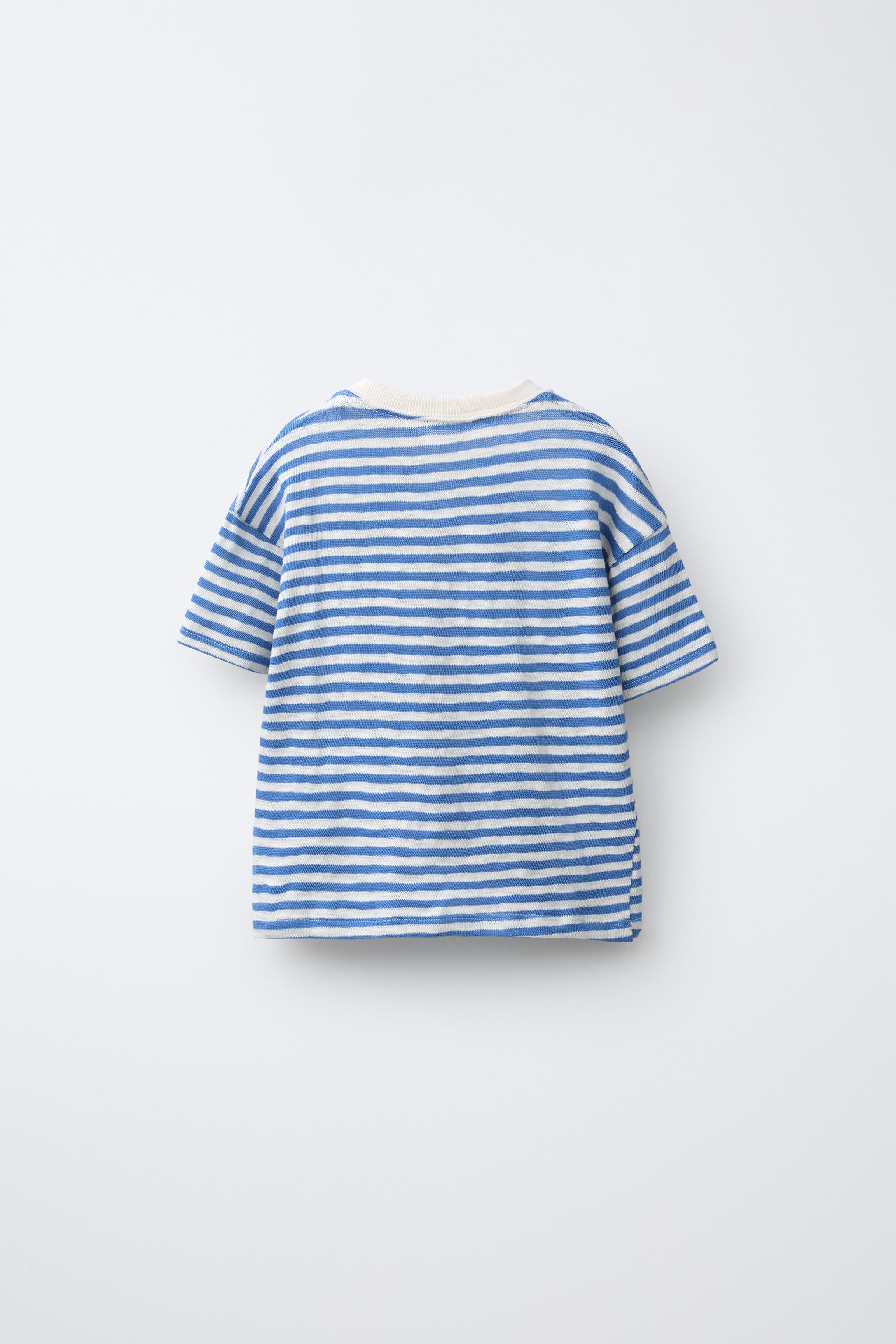 T-SHIRT RAYURES BRODERIE POISSON